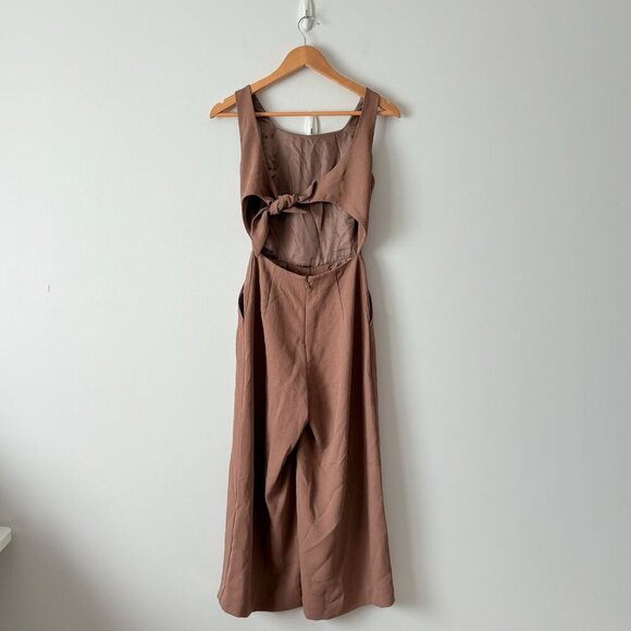 Aritzia Wilfred Ecoulement Jumpsuit Tie Back Nutmeg Brown Size 00 - Picture 10 of 11